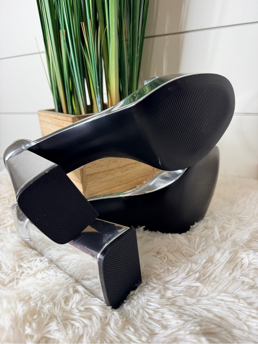 Steve Madden Veronika Metallic Chunky Retro Platform Heel Sandals Silver Size 10 - Picture 10 of 10